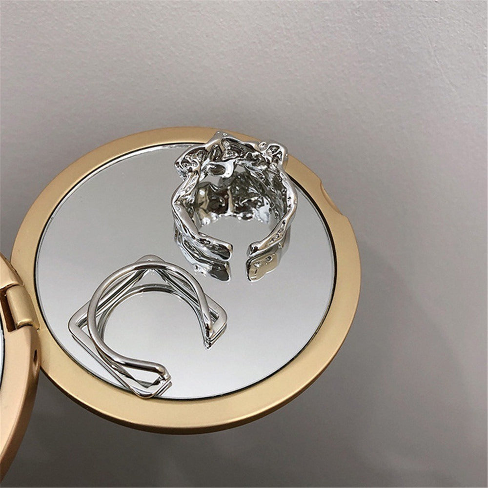 Wholesale Retro Irregular Pleated Geometric Rings